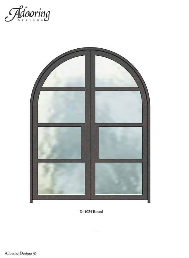 Round top door with several large windows